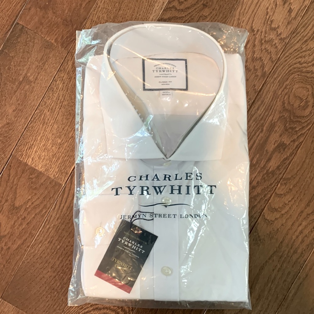 NEW NWT Spread Collar Non-Iron Tyrwhitt Cool Poplin Shirt White